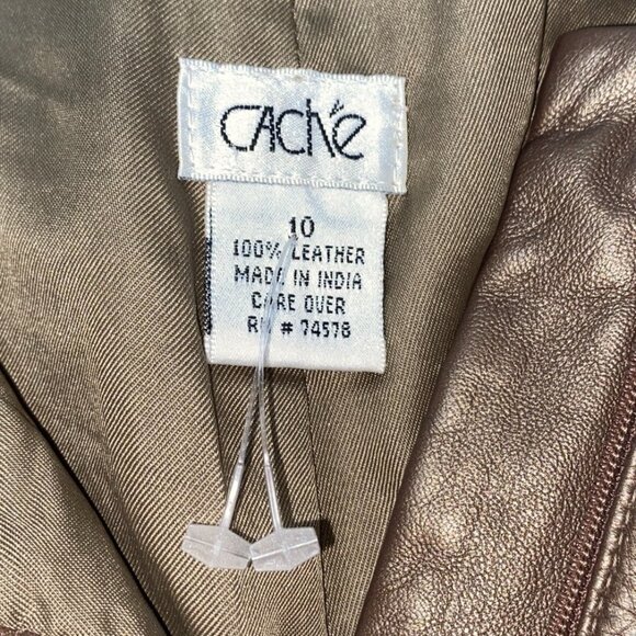 CACHE Metallic Copper Bronze Brown Leather Pants Size 10 Y2K Festival - Picture 4 of 12